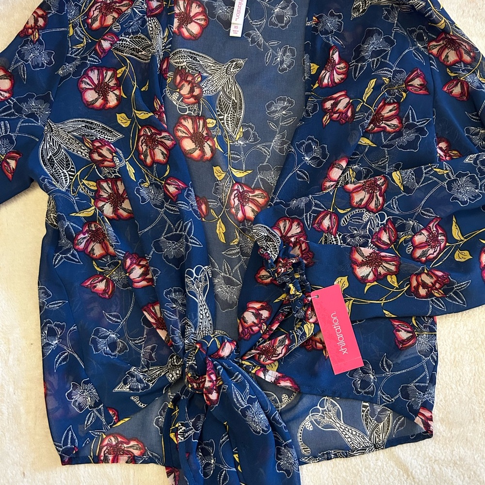 Floral Sheer Blue Kimono